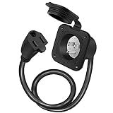 Bumbee 15 Amp AC Port Plug - 125V Power Inlet Socket with 18 Inch Extension Cord, 2022 Lastest Shore
