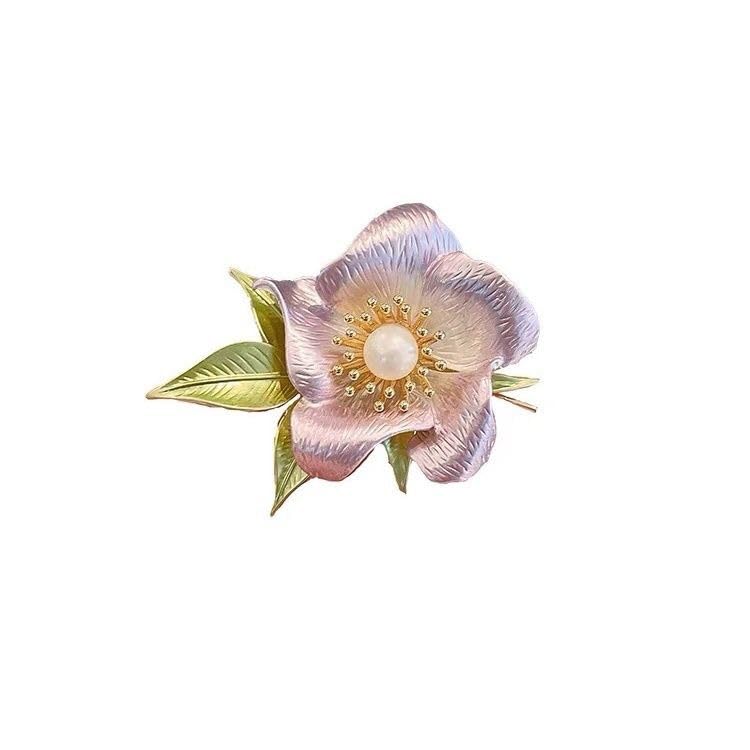 Image of Elegant Floral Brooch Pins for Women, Sweater Shawl Silk Cardigan Lapel Pins, Cardigan Jewelry Suit Shirt Accessory with Crystal CZ Flowers Brooches Pins for Women