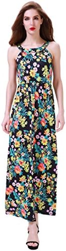 Aphratti Women's Sleeveless Bohemian Halter Long Beach Maxi Summer Dresses