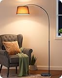 EDISHINE Stehlampe Wohnzimmer, 143-176 cm verstellbar, Bogenlampe mit drehbarem Lampenkopf und Metallgestell, magnetische Fernbedienung, stufenlos dimmbar, E27 Fassung inkl. 9W LED Leuchtmittel