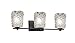 Justice Design Group Lighting GLA-8443-26-CLRT-MBLK Veneto Luce Era 3-Light Bath Bar-Matte Black Finish with Clear Textured Venetian Glass Square with Rippled Rim Shade