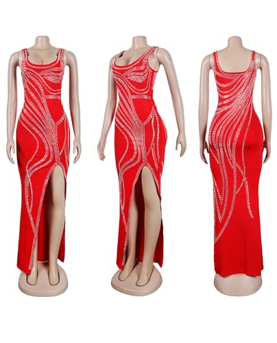 Image of Nagfar Women Rhinestone Sequin Birthday Party Sexy New Year Formal Dress
