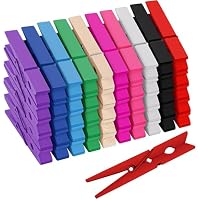 Tecbeauty 50-Piece 2.9 Inch Colored Clothes Pins Wooden Clips