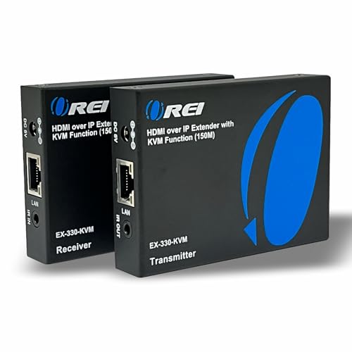 Image of OREI KVM Over IP HDMI Extender Over LAN, Single CAT5e /CAT6A /CAT7 Cable Output1080p PC Control - Up to 492 Ft - Remote Keyboard Mouse USB Control - Over Home Network