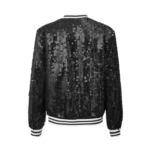 Choomomo Kids Girls Sequin Jacket Long Sleeve Zipper Up Party Glitter Bomber Jacket Sparkle Outwear2