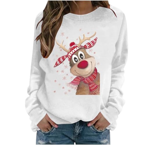 Generisch Frauen Rundhals Pullover Reindeer Druck Weihnachtspullover...