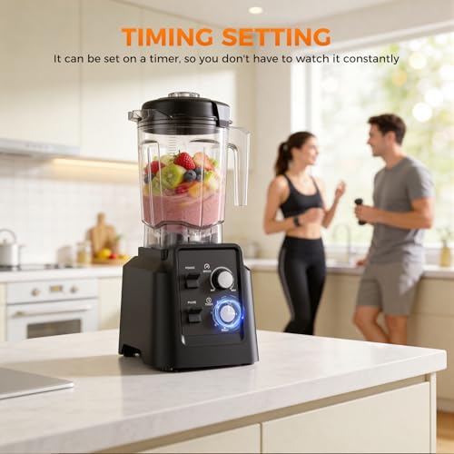 Image of Blender, 1800W Blender with Grinder - 6-Blade Professional Smoothie Blenders for Kitchen, Crushes Ice, Self-Cleaning, 68oz & 27oz Jars Dishwasher Safe, for Baby Food, Nut Butter