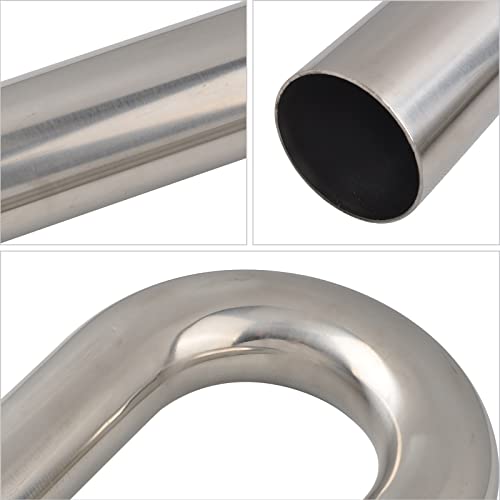 Image of 3.5 Inch 180 Degree DIY Custom Mandrel Exhaust Pipe Tube Pipe, T304 Stainless Steel, Universal Fit, 28.8 Inch End to End Length, 3.5'' OD Mandrel Bend Pipe
