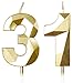 Yiran Gold 31. Geburtstagskerzen, 31. Geburtstagsdekorationen für Frauen und Männlich, 3D-Zahl-31-Kerze für Kuchen, Goldene Kuchendekorationen für Geburtstagsfeiern und Hochzeiten Zubehör