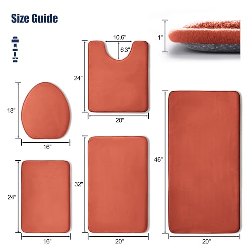 Image of YIHOUSE Memory Foam Bath Mat Set, Super Absorbent Non-Slip & Washable Bath Mats - Dry Quickly, Autumn Glaze Bathroom Rugs
