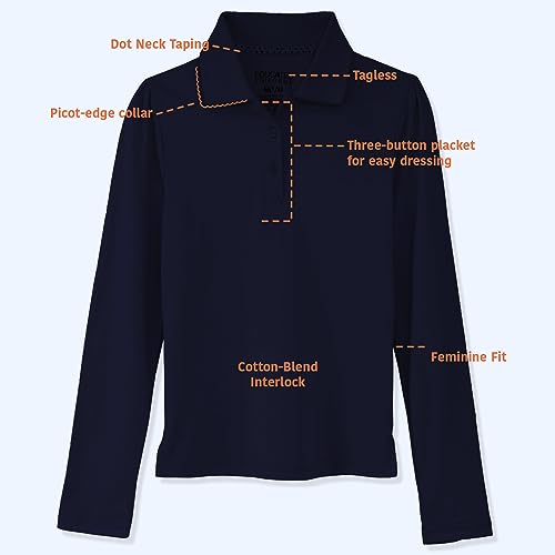 Girls 2T-20 Long Sleeve Pique Polo Uniform Shirt3