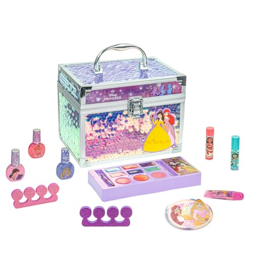 Disney Princess Kid Makeup Set in Train Case Safe Girl Gift for Ages 3+