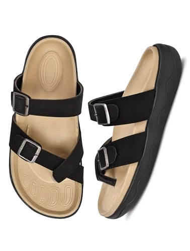 Image of HEALTH FIT Extra Soft Premium Classic Cushion Sliders /with Adjustable Buckle Strap & Light Weight Anti-SkidWaterproof Luxurious Slippers for Men's HF119