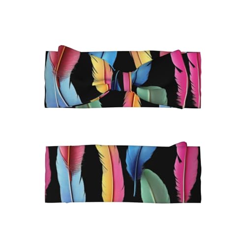 Tropical parrot feathers printing Baby bow headband, elastic headband, soft hair accessories suitable for newborns, children, toddlers and girls2