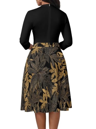 Image of PinkPatty Women's Casual A-line Midi Dresses 3 /4 Sleeve V Neck Fit and Flare Dress with Pockets