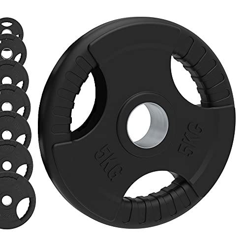Body Revolution Disques de poids olympiques en fonte avec revêtement en caoutchouc - Trois poignées - radial, Noir , 5kg Pair Cover