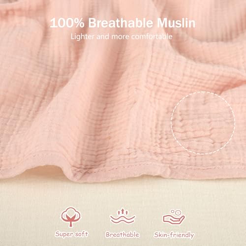 Image of Hooyax 2-in-1 Baby Car Seat Cover & Nursing Cover, 100% Muslin Cotton, Breathable Car Seat Canopy and Privacy Breastfeeding Cover, Pink