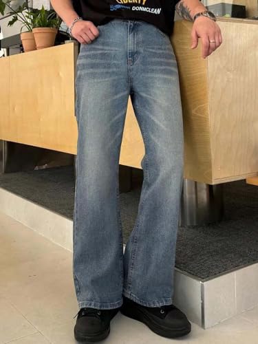 Image of KOTTY Men's Bell Bottom Jeans || Bootcut Denim | Wide Leg Flared Jeans for Men || High Waist Stretchable Retro Fit || Cotton for College Casual