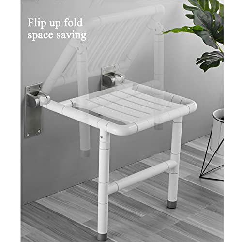 Taburete de ducha plegable, asiento plegable montado en la pared, capacidad de peso de 350 kg, ayuda de baño ideal para personas mayores y discapacitados, patas de goma para mayor estabilidad
