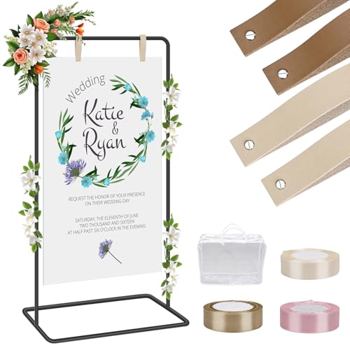 Catálogo de Caballetes con asiento favoritos de las personas. 43 Soporte para cartel de bienvenida de boda, soporte para póster con barra ajustable, soporte de caballete de metal negro, ideal para mesa de asientos, baby shower, recepción