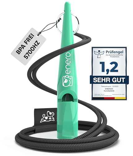 ENERO® Hundepfeife mit praktischem Umhängeband - Perfektes Hundezubehör mit genormter Frequenz - Ideal für Hundetraining - hörbar & weitreichend (Türkis)