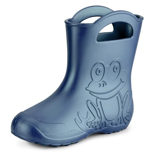 Ladeheid Eva Gummistiefel Damen federleichte wasserdichte Damenschuhe Regenschuhe LA-CA-09 (Metallisches Blau-2, 38/39 EU)