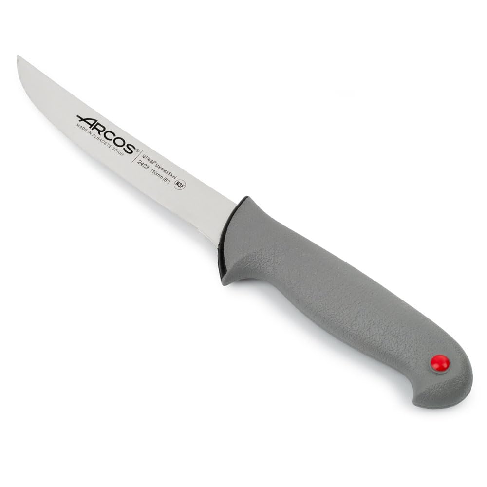 Arcos Cuchillo deshuesador Acero Inoxidable Nitrum 150 mm, Profesional para carnicero, Mango ergonómico polipropileno, Plateado