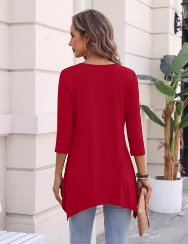 Image of Zeagoo Womens Tops 3 /4 Sleeve Loose Fit Dressy Tunics Plus Size Boho Shirts
