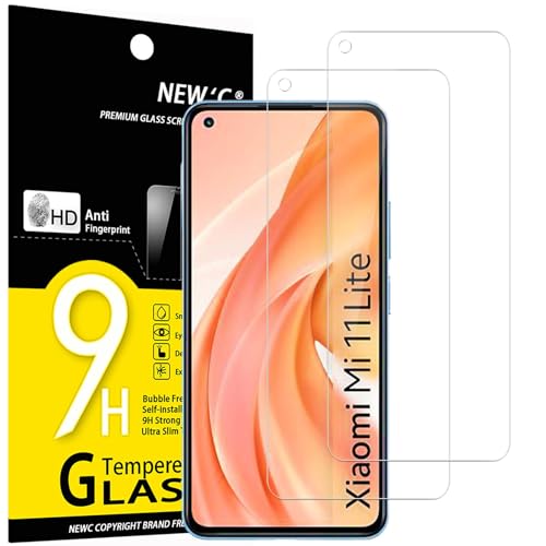 NEWC 2 Stück für Xiaomi Mi 11 Lite/Mi 11 Lite 5G für Panzerglas Frei von Kratzern 9H Härte HD Displayschutzfolie 0.33mm Ultra-klar Ultrabeständig