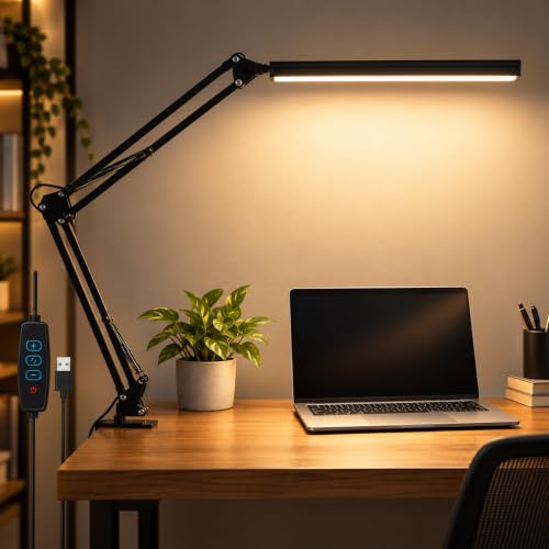 10 Laptop Setup Essentials 31 One94Store Overhead LED Desk Lamp with Clamp | 360° Adjustable Sw...