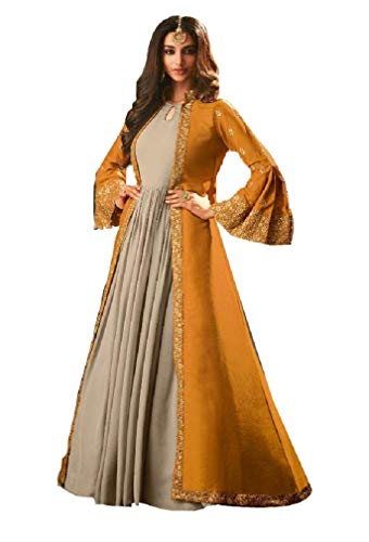 ziya Indian Wear Salwar Kameez Wedding Party Wear Long Anarkali Gown for Womens Ready to Wear Salwar Suit 72002 mohini (Mustard Yellow, X-Large)