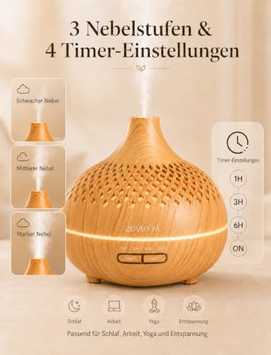 500ML Aroma Diffusor Aromaterapimaskin med 14 LED Luftfuktare Diffusor Fjärrkontroll 4 Timer 2 Spraymönster – Bild 4