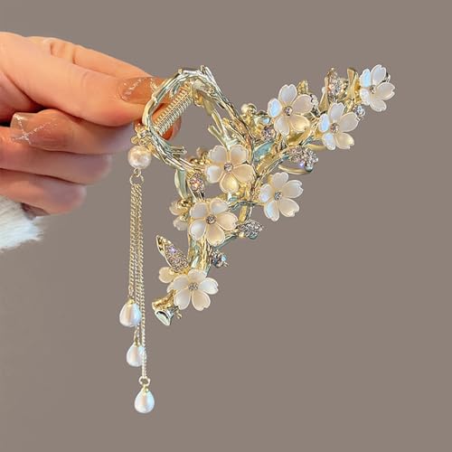 Pinzas para cabello metálicas con flor de jazmín miniatura 2