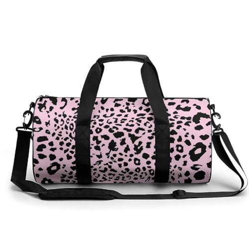 Sac de voyage léopard rose chic aux finitions soignées 45cm