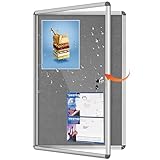 Magula Enclosed Bulletin Board Tamper-Proof Dispaly Case, Aluminium Frame, Shatter Resistant Lockable Bulletin Board, Lockable Noticeboard(24'x18')