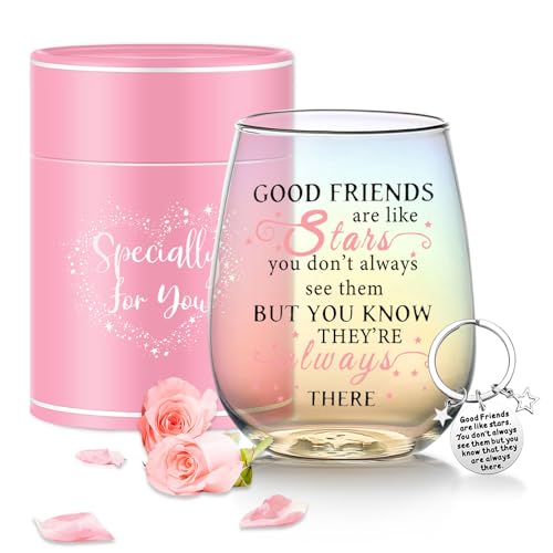 MengCat Copa de vino sin tallo, regalos de amistad para mujeres, mejores amigas, únicos, personalizables, divertidos, geniales, regalos para su niña, colegas, graduación, decoración de Navidad, MC-382