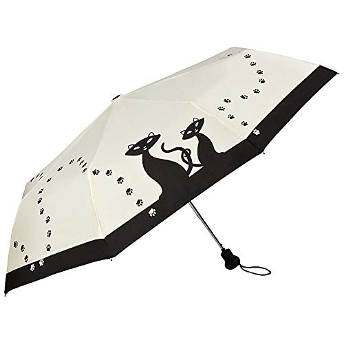 VON LILIENFELDu00ae Parapluie Automatique Pliant Légèrement Stable Femme Motif Chats Noirs