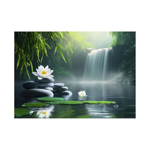 DMZPKZB Art zen pierres dans l'eau images esthétiques,grande décoration murale,image de spa de yoga spirituel moderne,pour salle de bain,salon,chambre à...