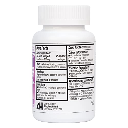 Image of HealthA2Z Gas Relief, Simethicone 250mg, Fast Acting Gas Relief, Bloating, Pressure, Discomfort, 200 Softgels (Pack of 2)