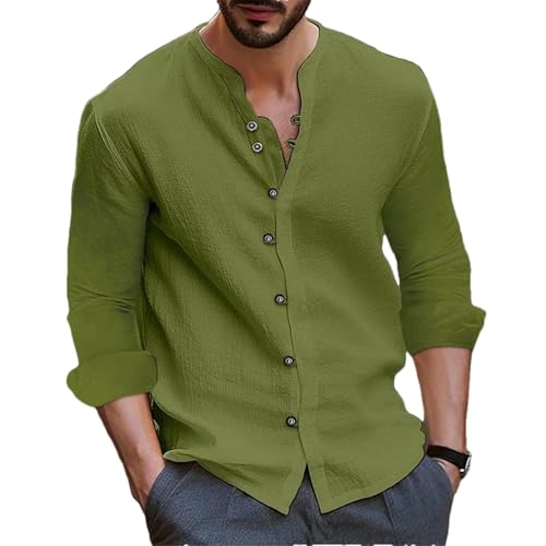 Chemise rétro homme coton lin avec finitions haut de gamme