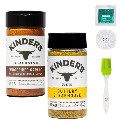 Paquete de 2 condimentos de alta calidad (1) ajo a leña y (1) asador con mantequilla + bono (1) funda de almacenamiento elástica + (1) toalla húmeda