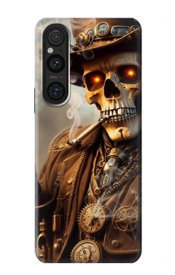R3949 Steampunk Skull Smoking Case Cover for Sony Xperia 1 V