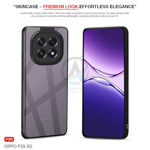 Image of AESTMO Oppo F29 5G Back Cover | 360 Protection | Crystal Clear Hard Back Transparent | Bumper Case for Oppo F29 5G (PC+TPU, Black Bumper)
