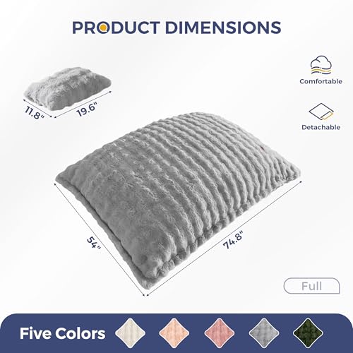 Image of MAXYOYO Giant Bean Bag Chair with Pillow, 3 in 1 Convertible Bean Bag Chair for Adults with Removable Cover, Floor Cushion Stuffed Floor Lounger for Living Room Bedroom, Bubble Grey
