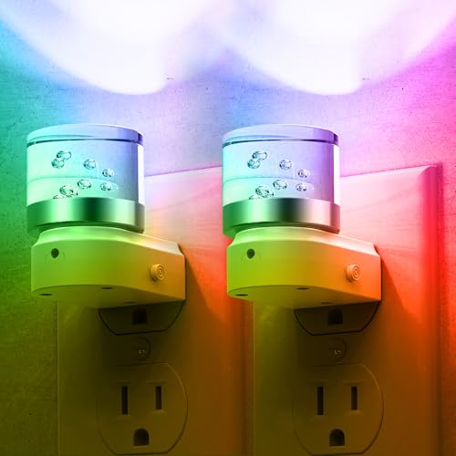 Image of L LOHAS LED Night Light, Night Lights Plug into Wall, Color Changing Nightlight RGB with Dusk to Dawn Sensor, for Halloween, Christmas, Holiday, Hallway Bedroom Kids Room, 2 Pack