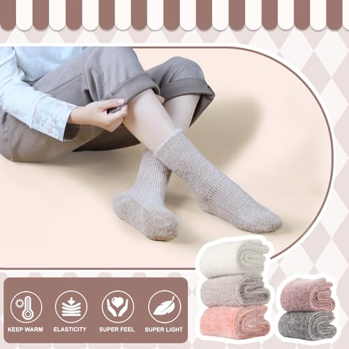 Image of SISOSOCK 5 Pairs Fuzzy Soft Cozy Comfortable Socks for Women, Casual Sleep Comfy Socks, Perfect Warm Winter Gifts for Women