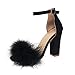 RTPR Sandales d'été pour femme - Sandales à talons hauts avec talon bloc - Sandales Stiletto en peluche - Pour mariage, chaussures décontractées à talons hauts pour les fêtes., Noir , 41 EU