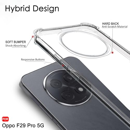 Image of TheGiftKart Crystal Clear Back Cover Case for Oppo F29 Pro 5G | 360 Degree Protection | Shock Proof Design | Transparent Back Cover Case for Oppo F29 Pro 5G (PC & TPU, Transparent Bumper)