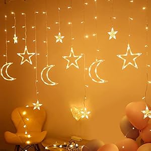 Kerstverlichting, led-sterren, lichtketting, warmwit, lichtgordijn, 138 leds, 3,5 m, warmwit, lichtgordijn, led-lichtketting, kerstverlichting voor binnen en buiten