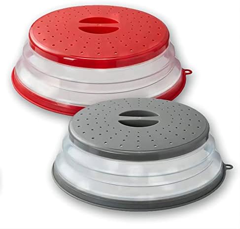 WENWELL Microwave Splatter Cover for Food,Micowave Cooking Splash Guard,Kitchen dish bowl Plate Proof lid,Dishwasher-Safe,BPA-Free Silicone & Plastic,10.5 Inchs 2 pcs